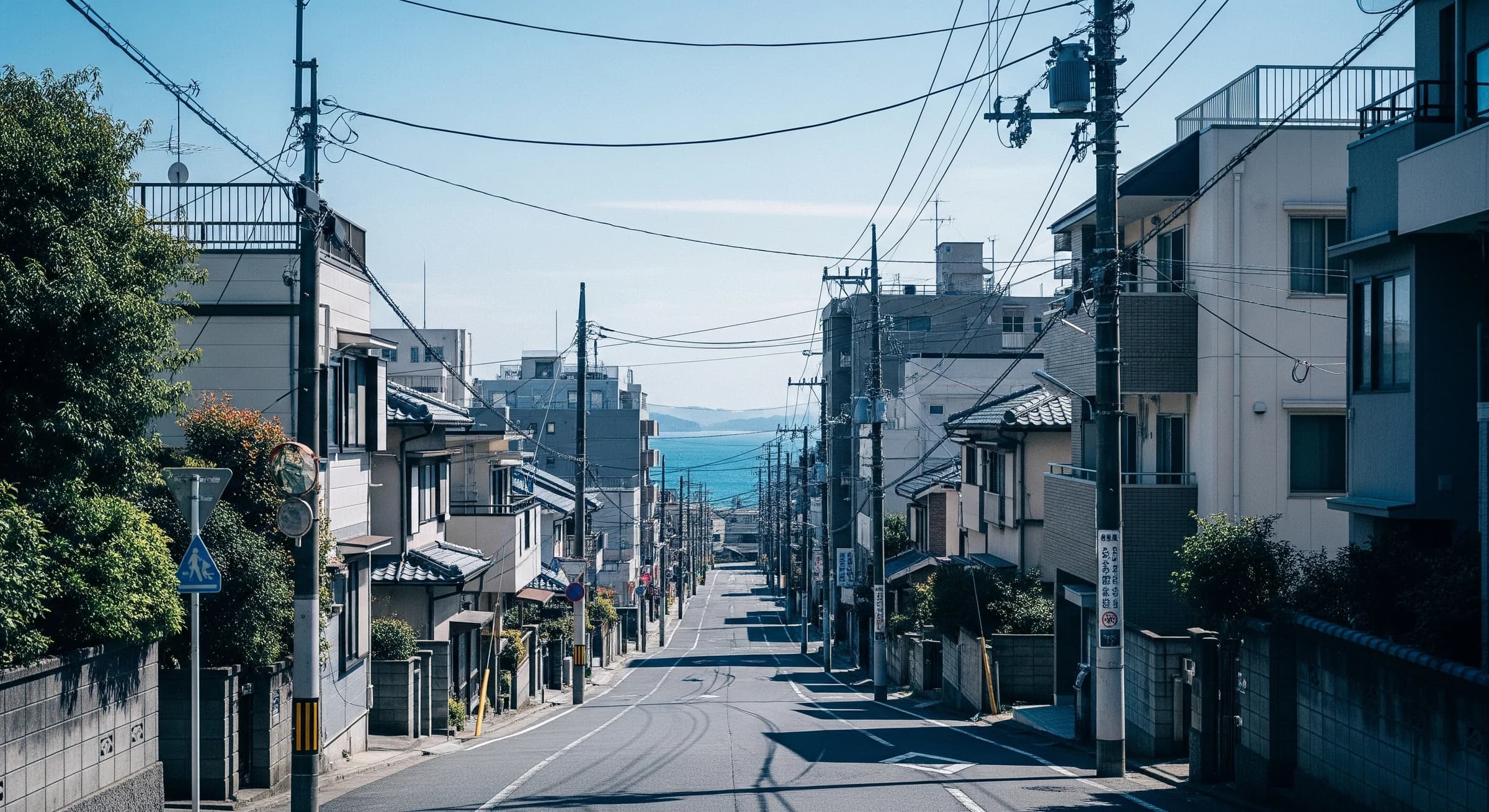 横須賀の住宅街と海